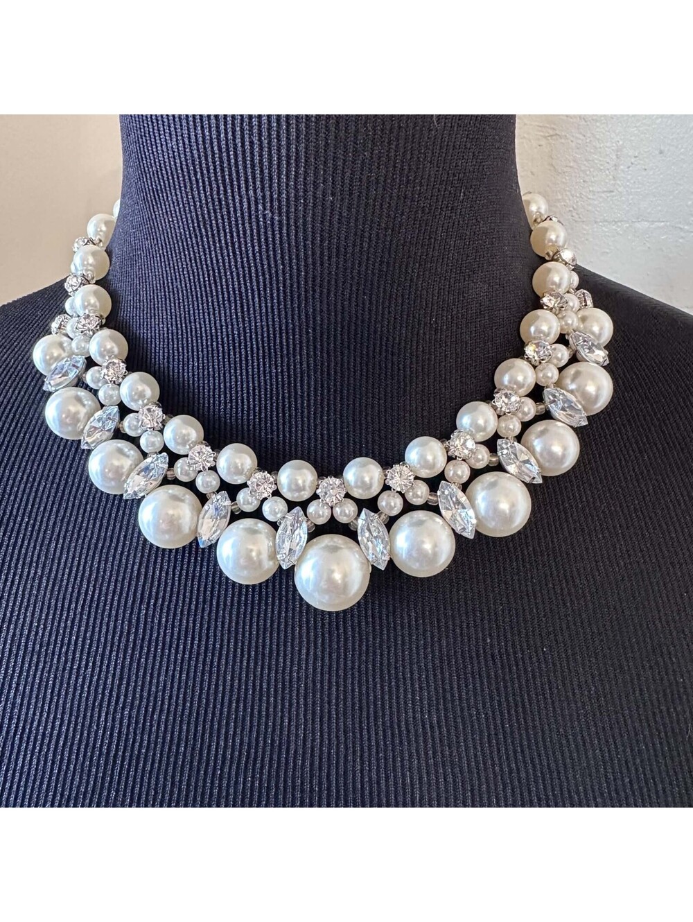 Lovisa Faux Pearl Crystal Rhinestone Statement Choker Necklace Formal New W Tags